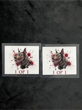 Zombie Doberman Blood Splatter High Quality Sticker Decal 3” Lot of 2
